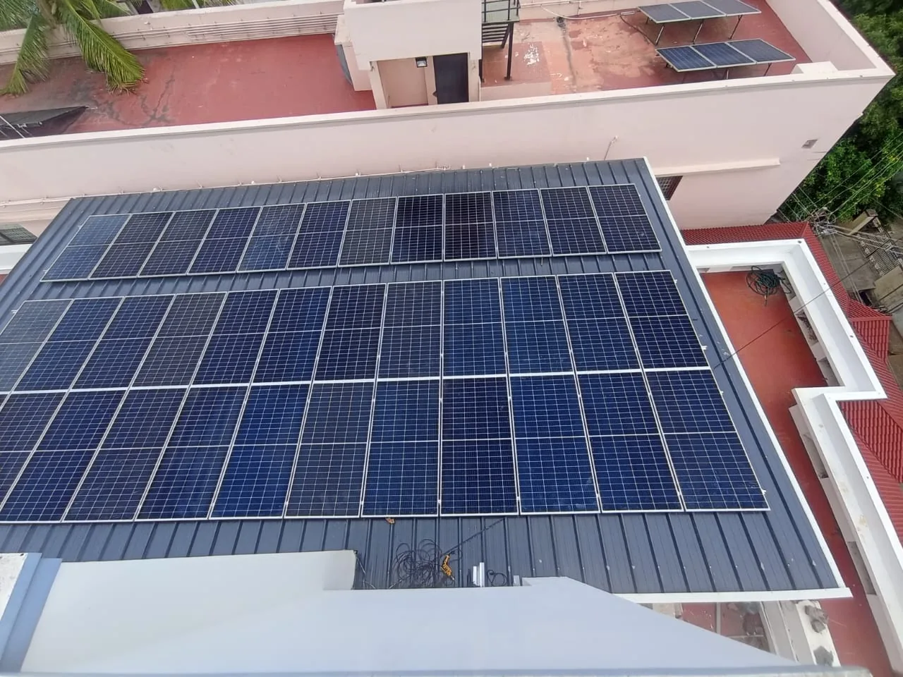 School rooftop solar installation in TC Palaya, Bangalore, Karnataka